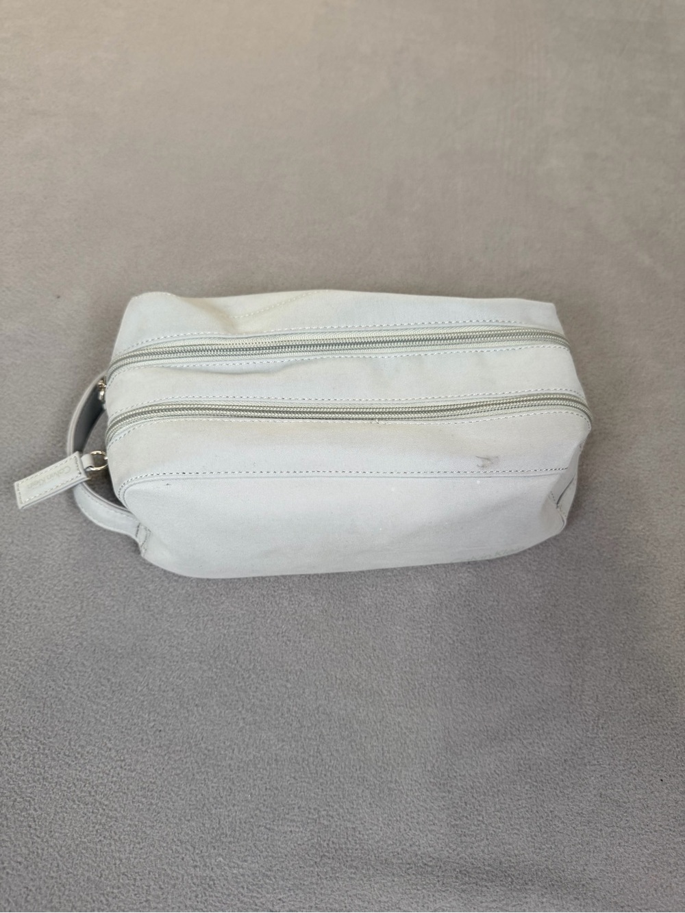 Calvin Klein Men's Double-Zip Toiletry Bag- Light Gray- Interior Pockets